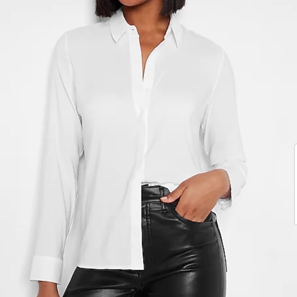 Express White Signature Slim Portofino Shirt Size Small